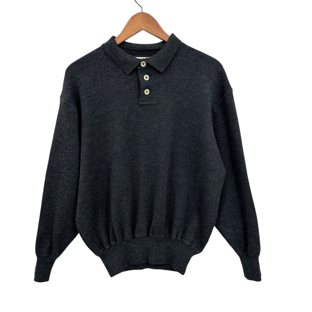 I LEVRIERI Merino Wool Sweater Collared Polo Made in Italy Gray
